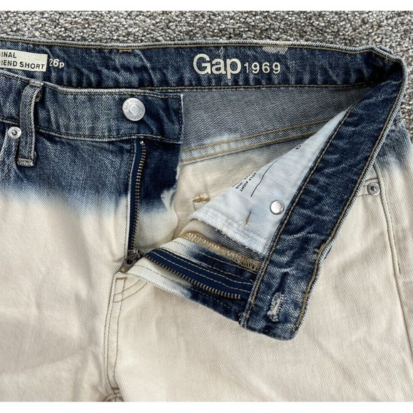 Gap Jean Shorts Womens 26P Blue indigo Dip Dye Best Girlfriend Rolled Hem Cotton - Picture 4 of 13